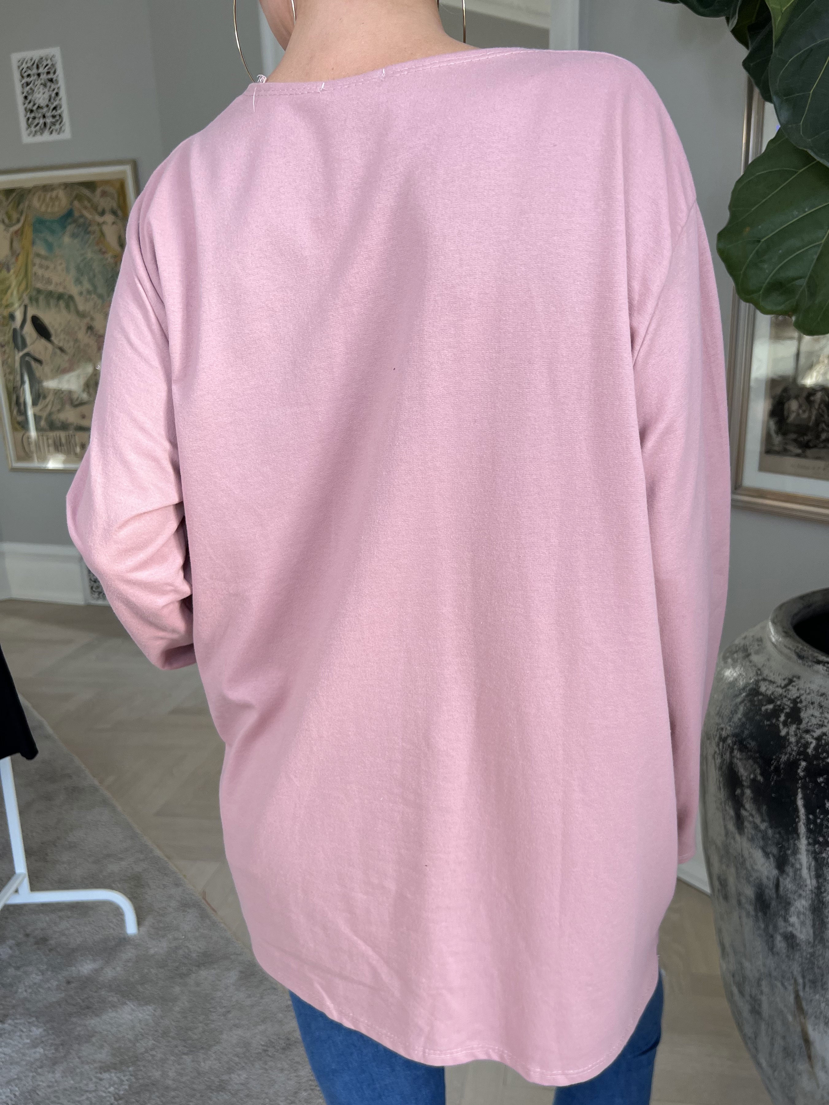 Hearty - Joggingblus med silverfärgad text och hjärta framtill